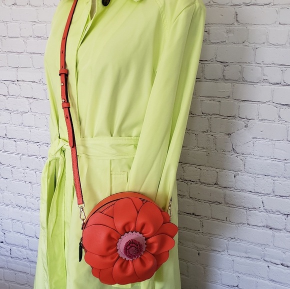 KATE SPADE Petal 3D Flower Orange Leather Crossbody Handbag--NEW! - Picture 6 of 13